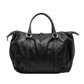 Embossed Leather Horsebit Satchel