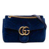 Medium GG Marmont Matelasse Velvet Flap Crossbody