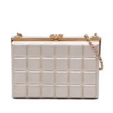 Chocolate Bar Metallic Lambskin Frame Clutch with Chain