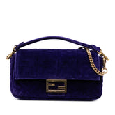 Zucca Embossed Velvet Baguette Satchel