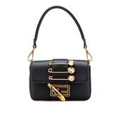 Versace Vitello Seta Fendace Mini Brooch Baguette Satchel