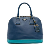 Bicolor Saffiano Lux Promenade Dome Handbag