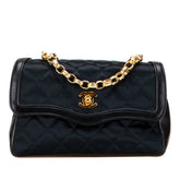 CC Quilted Satin Bijoux Chain Single Flap
