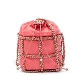 Lambskin CC Chain Frame Drawstring Bucket Bag