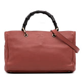 Medium Calfskin Bamboo Shopper Satchel