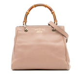 Small Calfskin Bamboo Shopper Satchel