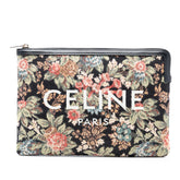 Small Floral Tapestry Jacquard Calfskin Logo Pouch