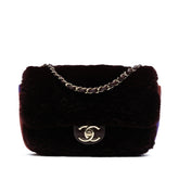 Mini Rectangular CC Quilted Shearling Color Block Single Flap