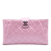 Quilted Glazed Calfskin Coco Pleats Clutch