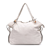 Large Pebbled Calfskin Bamboo Bar Tassel Tote