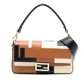 Leather Geometric Baguette Satchel