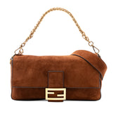 Large Suede Chamois Baguette Satchel
