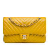 Medium Classic Chevron Lambskin Double Flap
