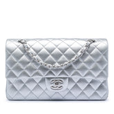 Medium Classic Metallic Lambskin Double Flap