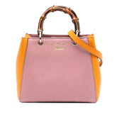 Mini Bicolor Calfskin Bamboo Shopper Satchel