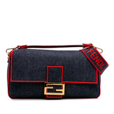 Large Denim Baguette Satchel