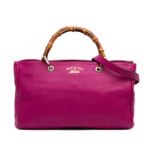 Medium Calfskin Bamboo Shopper Satchel