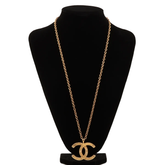 Chanel CC Flower Pendant Necklace Metal with Faux Pearls and Enamel