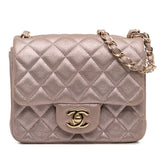 Mini Square Classic Iridescent Calfskin Single Flap