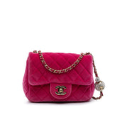 Mini Square Classic Velvet Pearl Crush Single Flap