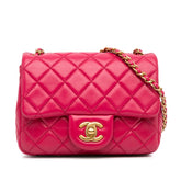 Mini Square Classic Lambskin Pearl Crush Single Flap