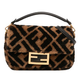 Mini Zucca Shearling Chain Baguette Satchel