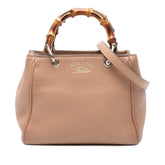 Mini Calfskin Bamboo Shopper Satchel