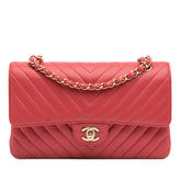 Medium Classic Chevron Lambskin Double Flap