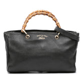 Medium Calfskin Bamboo Shopper Satchel