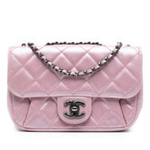 Mini Quilted Metallic Calfskin Coco Pleats Chain Flap