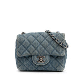 Mini Square CC Quilted Denim Single Flap