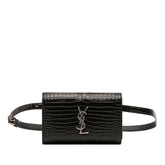Croc Embossed Leather Monogram Kate Belt Bag