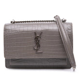 Croc Embossed Leather Monogram Sunset Chain Wallet