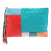 Medium Lambskin Colorblock Patchwork O Case