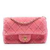 CC Quilted Shearling and Tweed Single Flap