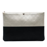 Medium Bicolor Caviar and Iridescent Calfskin O Case Clutch