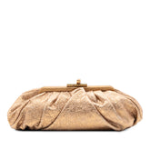 Metallic Crackled Calfskin Monte Carlo Clutch