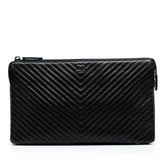 CC Chevron Caviar Zip Clutch
