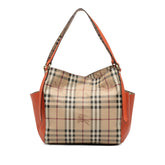 Small Leather Trimmed Haymarket Check Coated Canvas Canterbury Tote