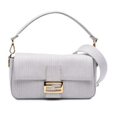 Medium Striped Canvas Baguette Satchel