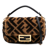 Mini Zucca Shearling Chain Baguette Satchel