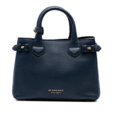 Small Grainy Calfskin and House Check Banner Satchel