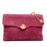 CC Choco Bar Suede Beaded Chain Flap