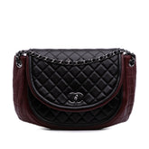 Bicolor Quilted Lambskin Twist Crescent Flap