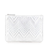 Medium Metallic Chevron Calfskin O Case Clutch