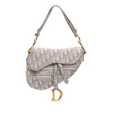 Oblique Canvas Embroidered Saddle Bag