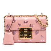 Small Leather Berry Print Padlock Crossbody