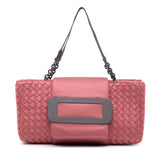 Canvas Intrecciato Buckle Flap Handbag