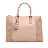 Large Bicolor Saffiano Lux Galleria Double Zip Satchel