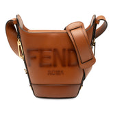 Leather Debossed Logo Bucket Bag